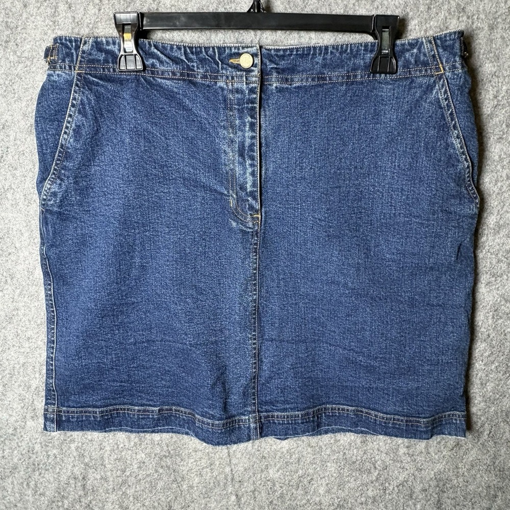 Lauren Ralph Lauren Women's Denim Skirt Size 14 Back Slit Comfortable Casual Sea